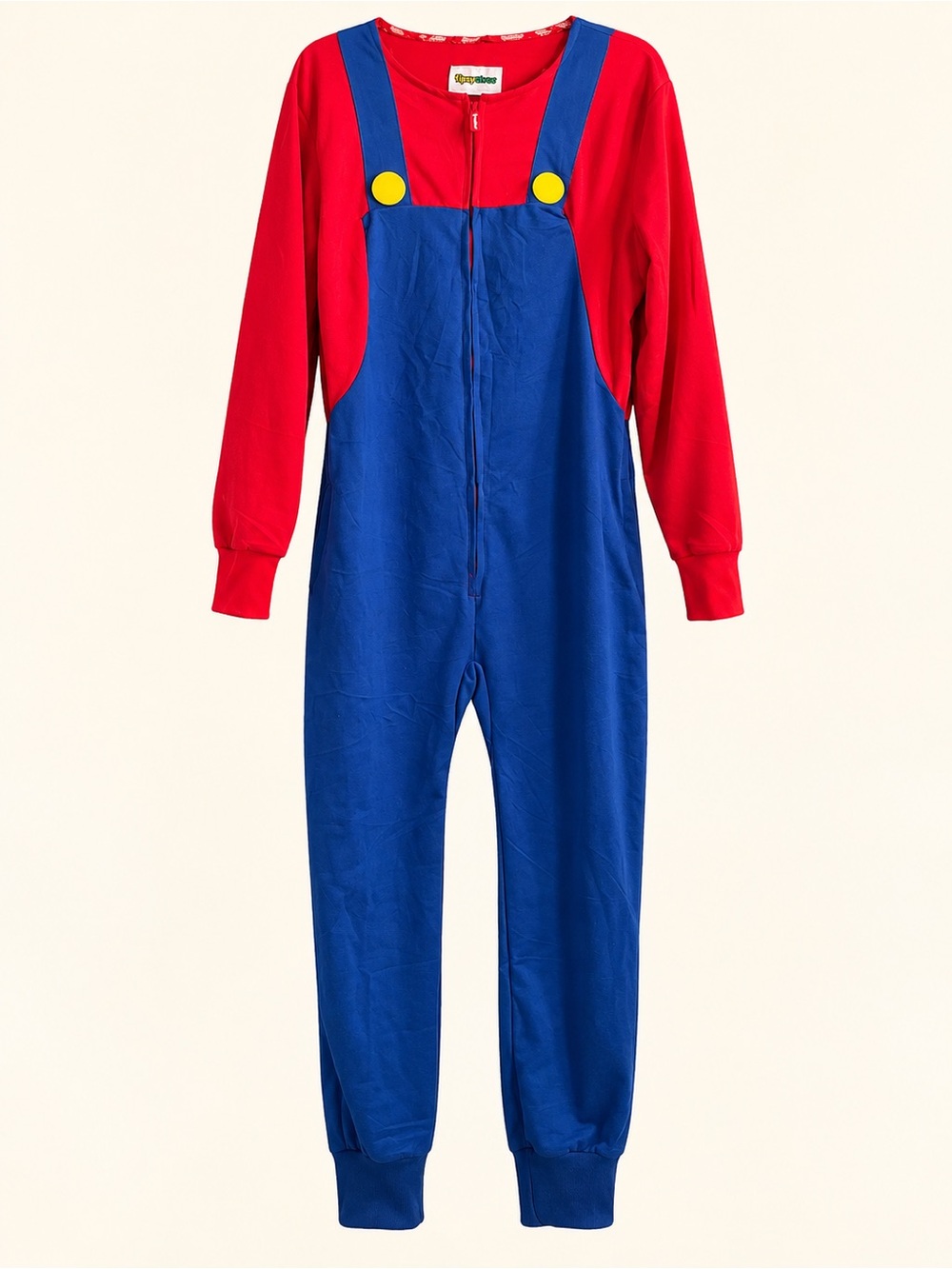 Tipsy Elves Mario Red and Blue Jumpsuit with Yellow Buttons